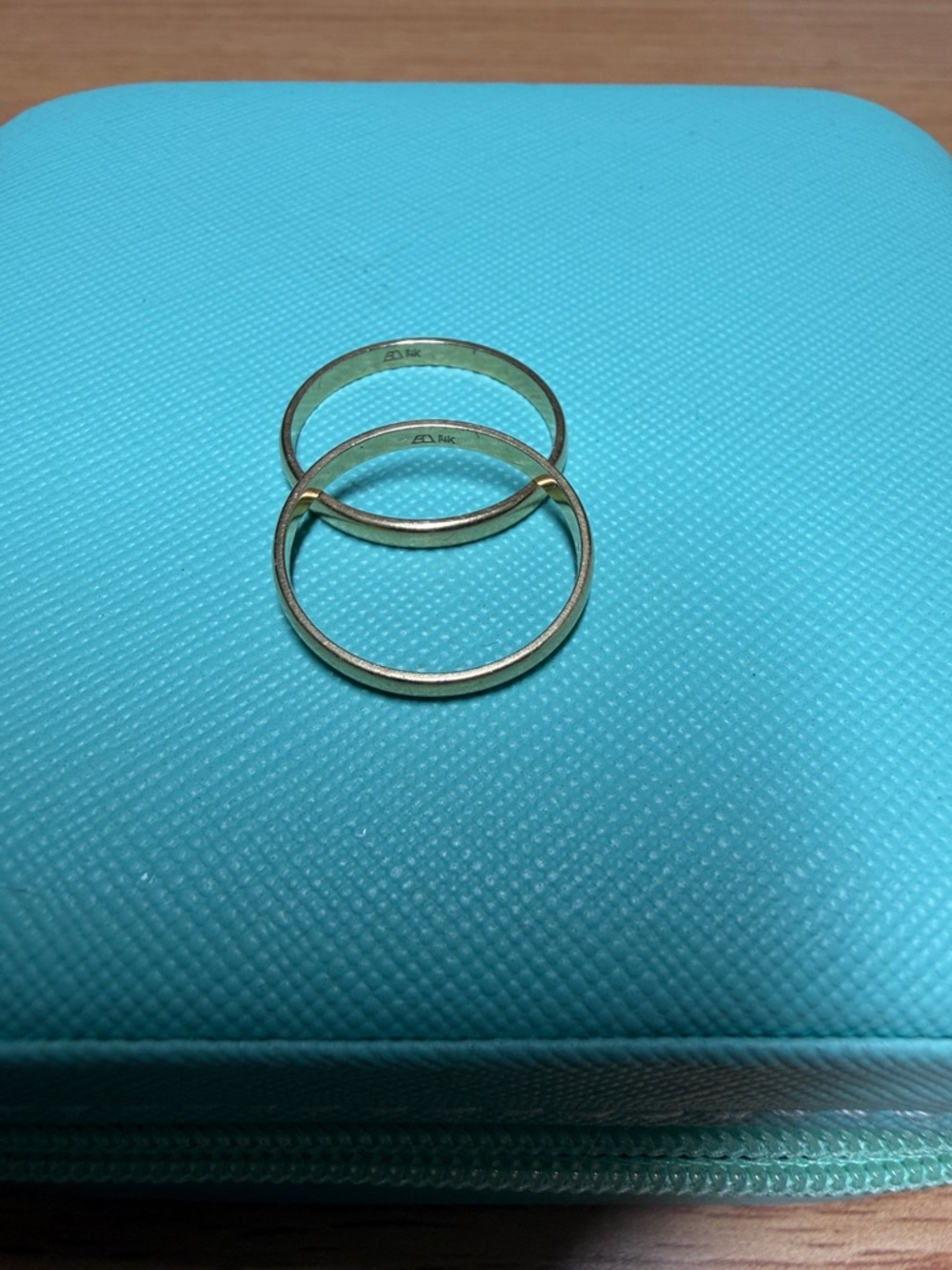 14 Karat Yellow Gold Stackable Band Rings size 6 and 6 1/2.  2.21 total grams